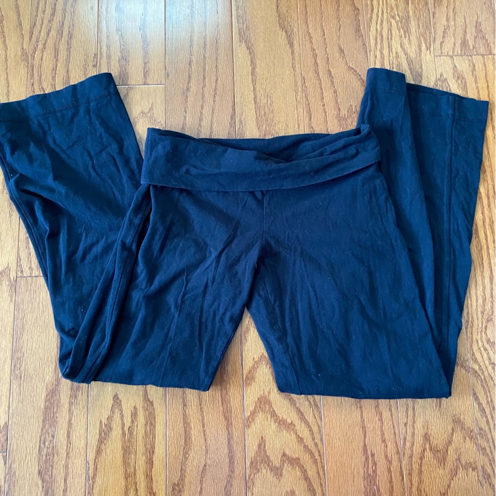 So Black Fold-Over Waistband Yoga Pants